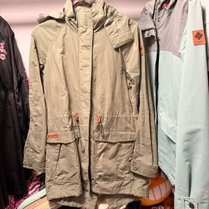 Columbia Women’s Sage Green Hooded Full-Zip Jacket Lightweight Pockets